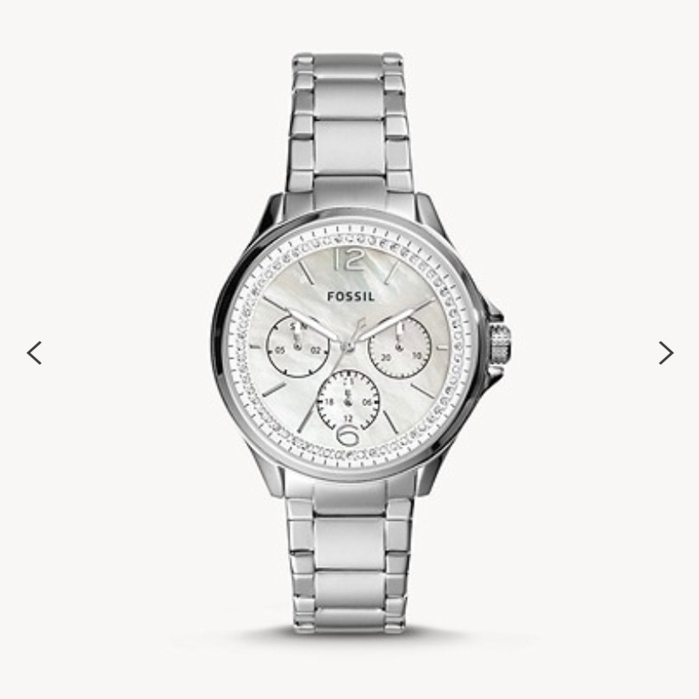 Silver fossil watch